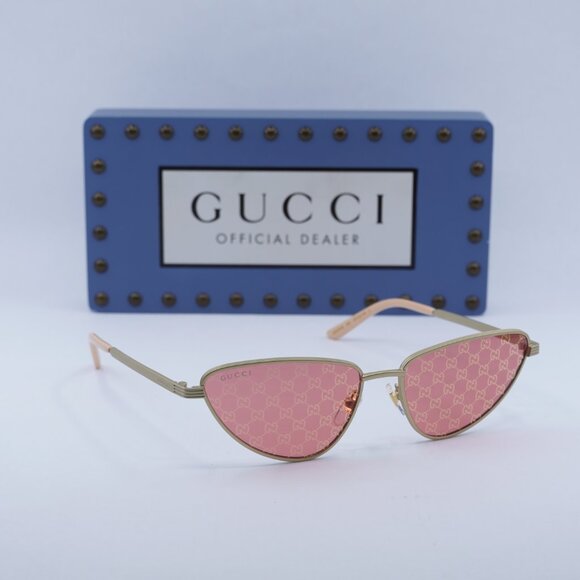 Final Price! Gucci GG1879S 004 Gold/Red with GG Pattern Sunglasses - Picture 4 of 12